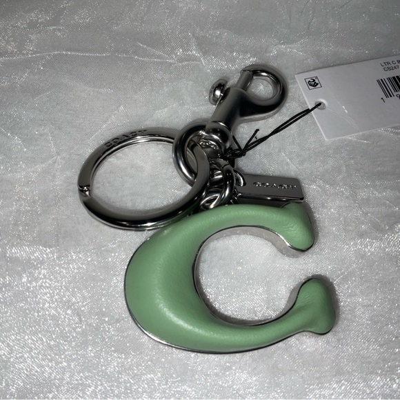 Coach Keyfob, Signature C leather and brushed nickel metal, NWT - Picture 8 of 9